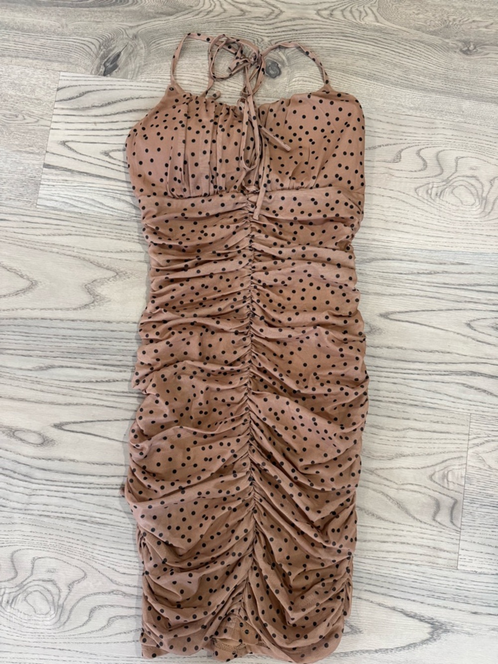 NWT Fashion Nova Polka Dot Ruched Mini Dress